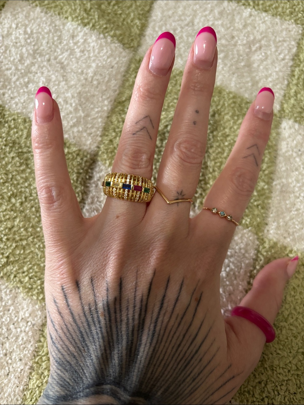 18k Brazilian dipped Multi-Stone Dome Ring